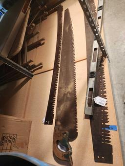 4 1/2 foot single man tree saw, also second 4 1/2 foot two man tree saw blade. Used.
