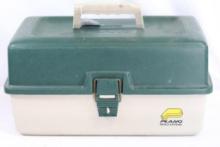 Large Green and white Plano three shelf tackle box with dividers. Used, bet in very nice condition.