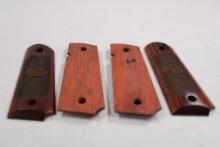 Two sets of Colt 1911 cherry wood laser etched grips