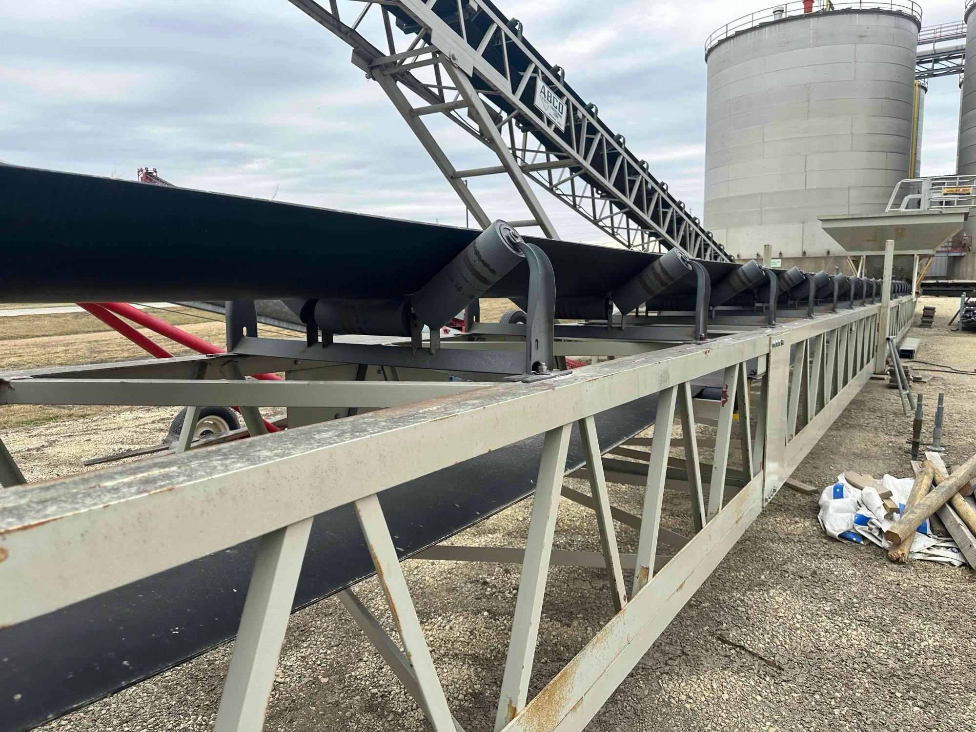 2016 ABCO 30inx100ft Field Stacking Conveyor with 10.3 CU YD Hopper