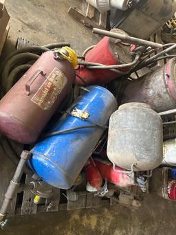 Pallet of Misc Air Bombs, Fire Extinguishers, Grease Guns
