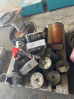 Pallet of Misc Lights, Light Bulbs, and Various Gauge Wire