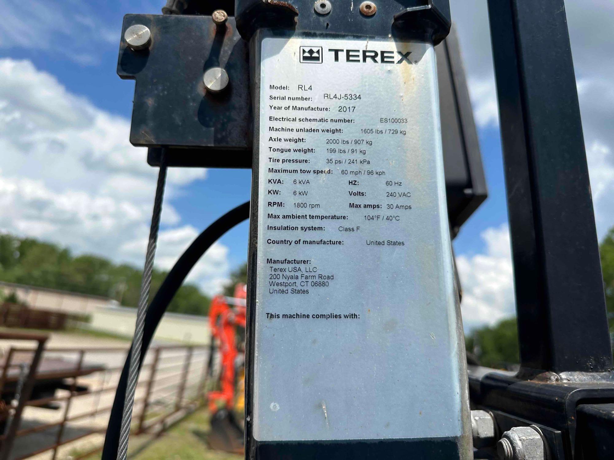 2017 Terex R64 Towable Light Tower