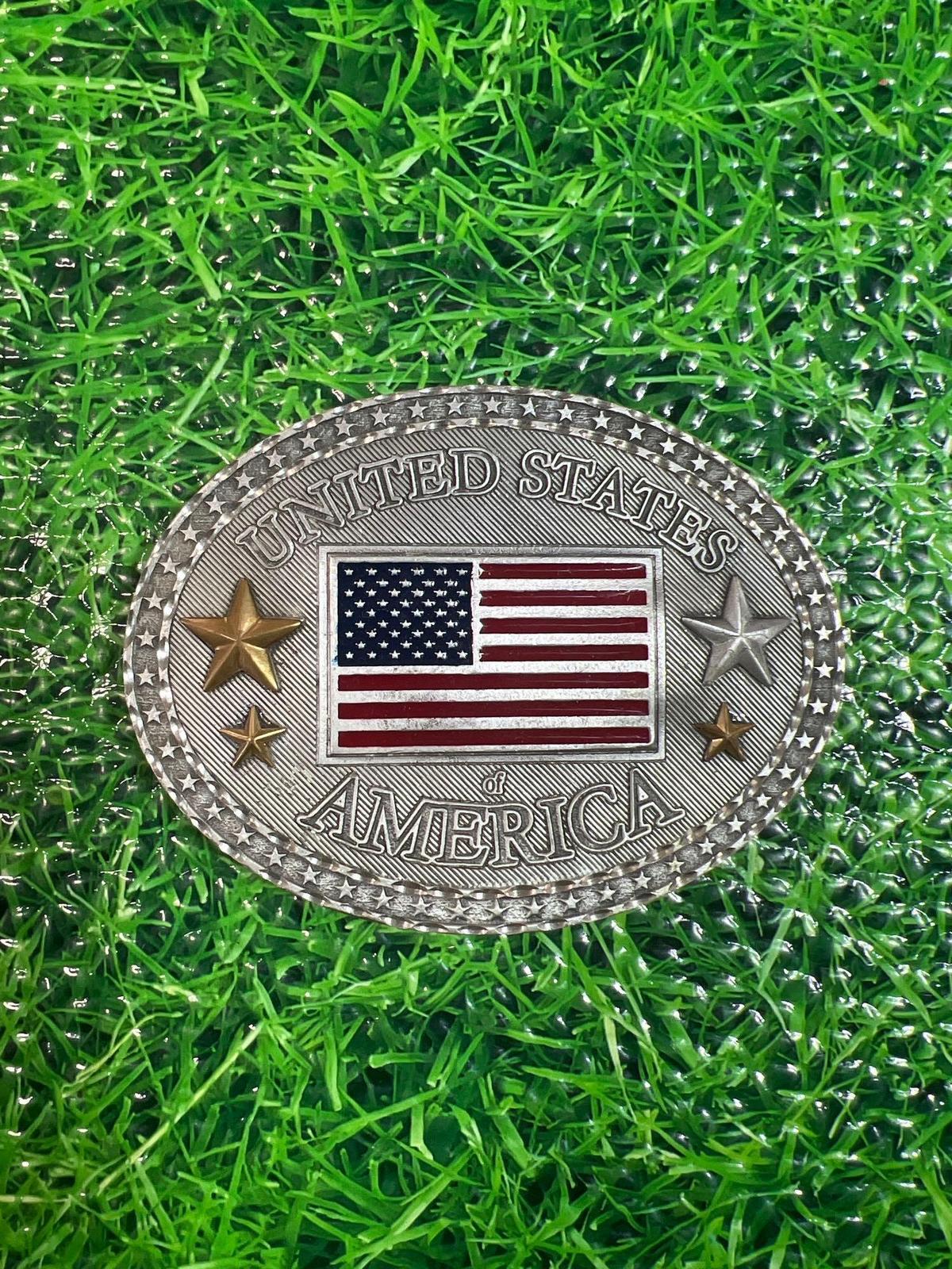 2001 American Flag belt buckle