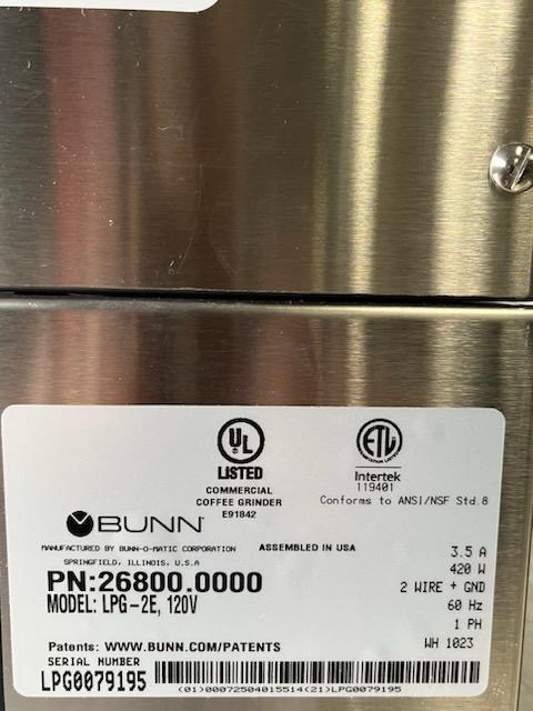 Bunn Portion Control Grinder - LPG-2E