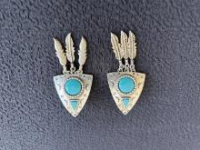 Vintage Turquoise & Pewter Earrings
