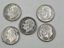 Dimes, 5 Total , 1962 D