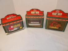 (3) COCA-COLA TOWN SQUARE COLLECTION FIGURES INCLUDING "COCA-COLA DELIVERY TRUCK," "OLD NO. 7," AND