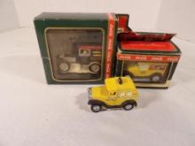 (3) COCA-COLA TOWN SQUARE COLLECTION FIGURES INCLUDING "CROWLEY'S CAB," "W.J. DAVIS DELIVERY TRUCK,"
