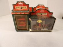 (4) COCA-COLA TOWN SQUARE COLLECTION FIGURES INCLUDING "NEWSSTAND," "PARK BENCH," "HORSE DRAWN