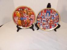 (2) COMMEMORATIVE COLLECTOR'S PLATES FOR USA BASKETBALL MADE BY SPORTS IMPRESSIONS. APPROX 8.5"