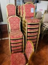 46PC STACKING RED AND GOLD DINING CHAIRS