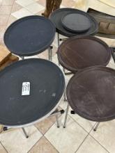 LARGE LOT OF RESTAURANT TRAYS AND TRAY STANDS