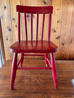 Kids Red Painted Wood Chair