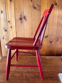 Kids Red Painted Wood Chair