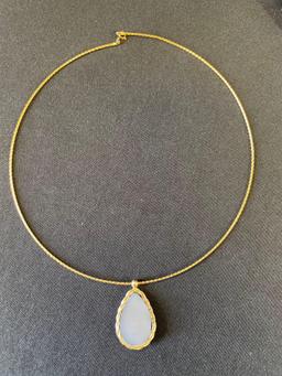 14K Gold Necklace with Drusey Pendant