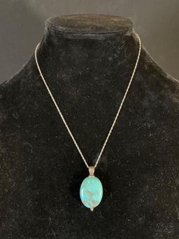 Turquoise Stone with Sterling Accent Necklace