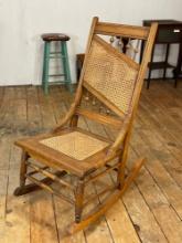 Antique maple caned back 1900's rocking chair