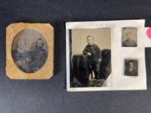 Tin type Lucy Catherine...Pringle...day & William Walker Day photo w/ pressed oval frame signed on b