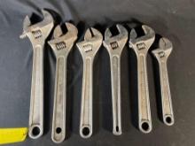 (6) Assorted Adjustable Crescent Wrenches (See Photos)