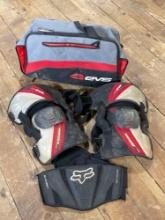 EVS dirt bike Knee pads & Fox racing back belt w/ EVS carrying case
