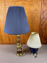 Pair of Blue Table Lamps and Shades