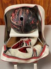 Ladies Bowling Ball and Shoes in Bag