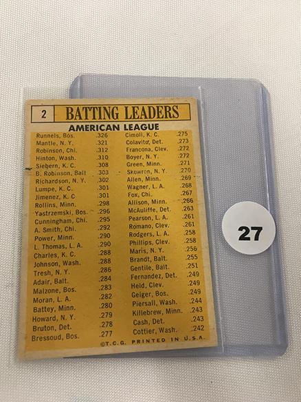 1963 Topps 1962 American League Batting Leaders