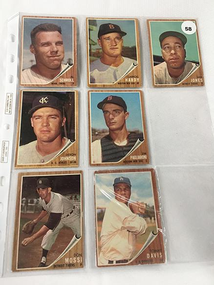 (7) 1962 Topps #81, 82, 92, 101, 102, 105, 358