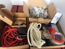 Several 3 in. S.S. Clamps, Rope, (2) Shome Valves & Misc.