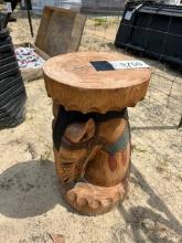 Solid Wood Horse End Table