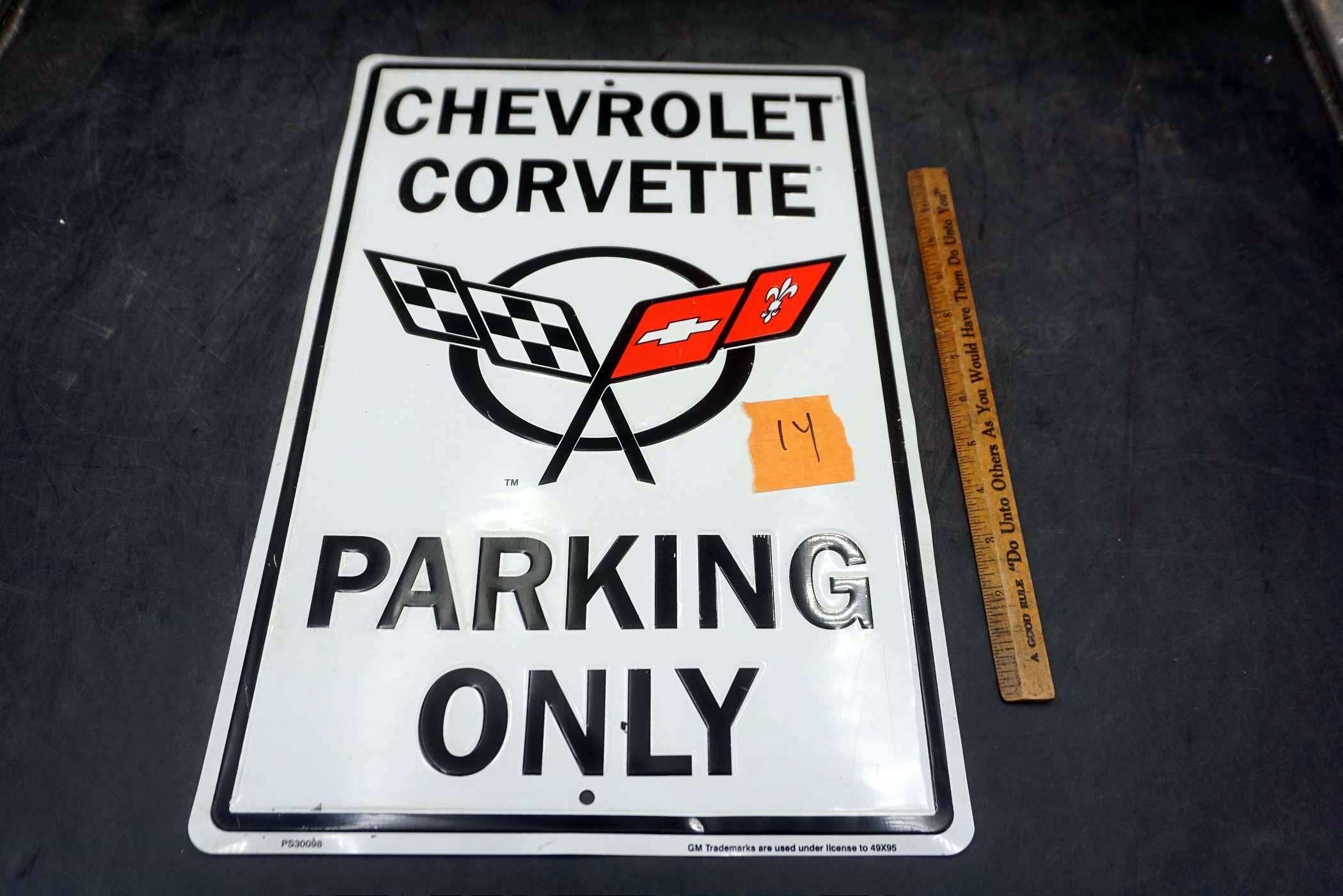 "Chevrolet Corvette Parking Only" Metal Sign