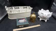 Metal Basket, Jay Willfred Footed Bowl, International Silver Company Coasters & Container