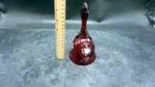 Ruby Glass Bell Hand Painted By Fuda H.