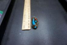 Sterling Silver & Turquoise Bear Claw 18.2 Size 8 11 Gr. Ring