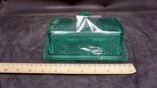 Blue/Green Glass Butter Dish