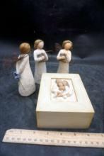 3 Willow Tree Figurines & Trinket Box