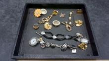 Brooches, Pins, Watches & Rings