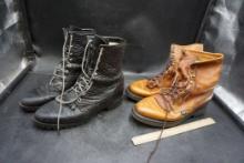 2 Pairs Of Lace-Up Boots - Justins (Size 9)