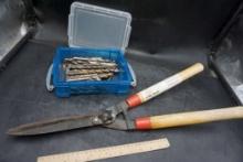 Hedge Shears & Plastic Container W/ Bits