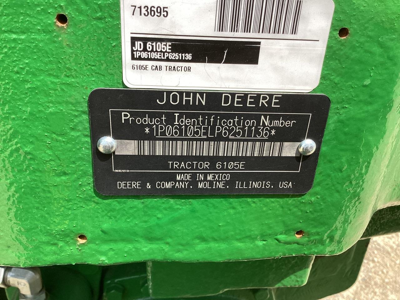 2023 John Deere 6105E Tractor MFWD Loader Ready