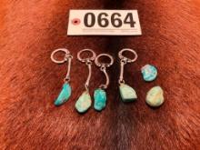 4 TURQUOISE KEY CHAINS