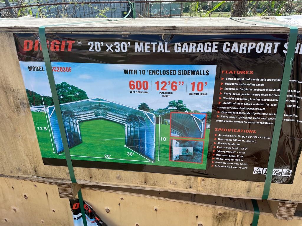 Diggit 20'x30' Metal Garage Car Port 10' Side Walls