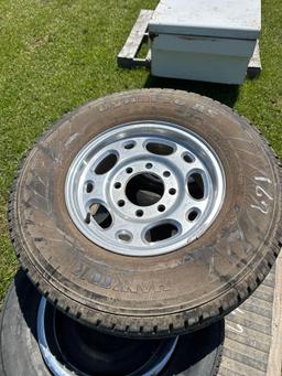1 Chevrolet spare 17 inch wheel with Hankook...Tire and 2 more assorted 15 inch and...2 - 14 inch