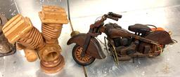 Wooden Harley Davidson Motorcycle and Engine