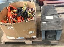 Box of Misc. Safety Harnesses and Machine Stands for Vibration