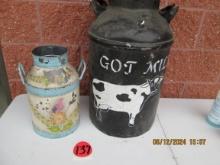 2 Painted Milk Cans