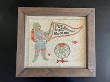Framed 1961 First Astronaut in Space Cross-Stitch Embroidery