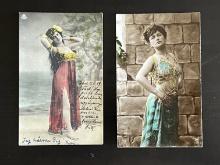 Group of (2) c.1900 Hand Tinted Risque Color Postcards