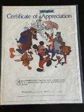 Walt Disney Productions Certificate of Appreciation Disney Team Employee Appreciation Blank Featurin